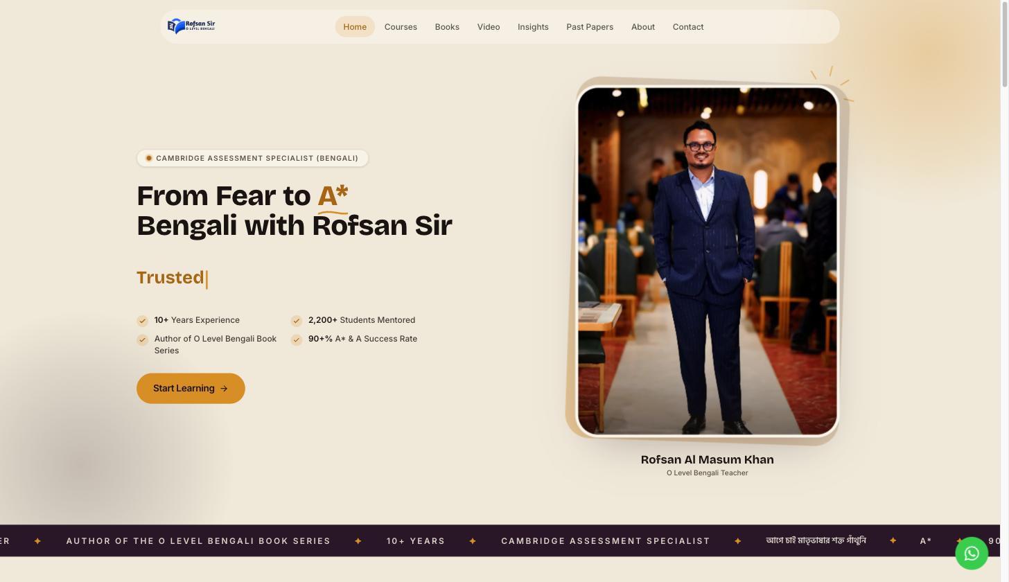 The redesigned Rofsan Sir homepage